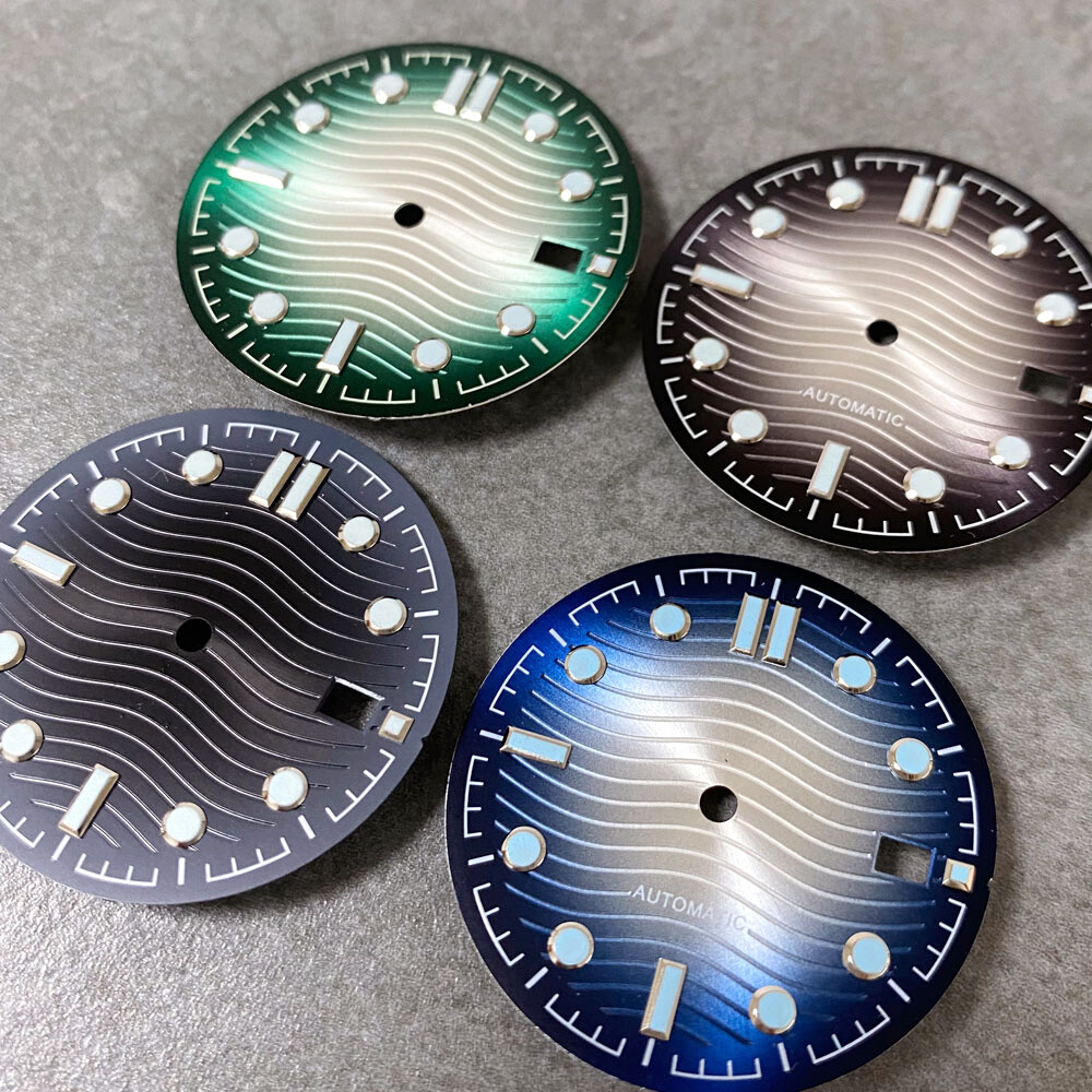 New 31mm Wave Textured Watch Dial With Date Window Fit NH35 NH36 NH38 Movement