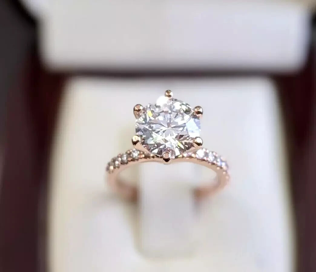 Diamond Engagement Ring 14K Rose Gold Round Cut 2.00 Ct IGI Certified Lab Grown