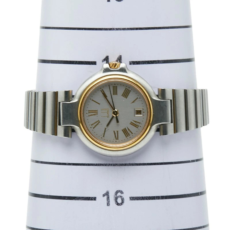 Dunhill Quartz Watch Silver Dial Stainless Steel Plated Ladies Used