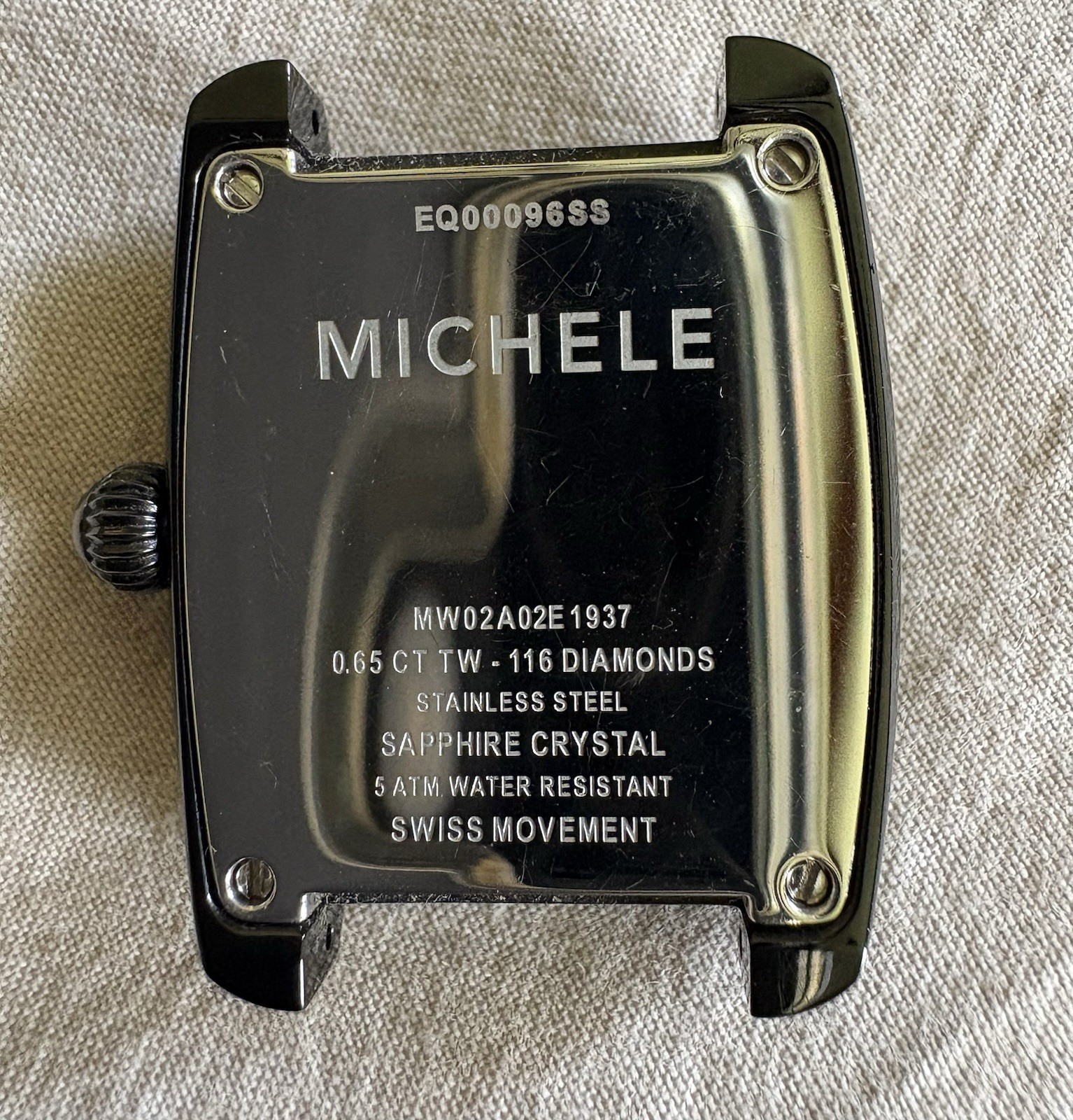Michele Urban Mini Black Diamond Watch With 2 Spring loaded Straps