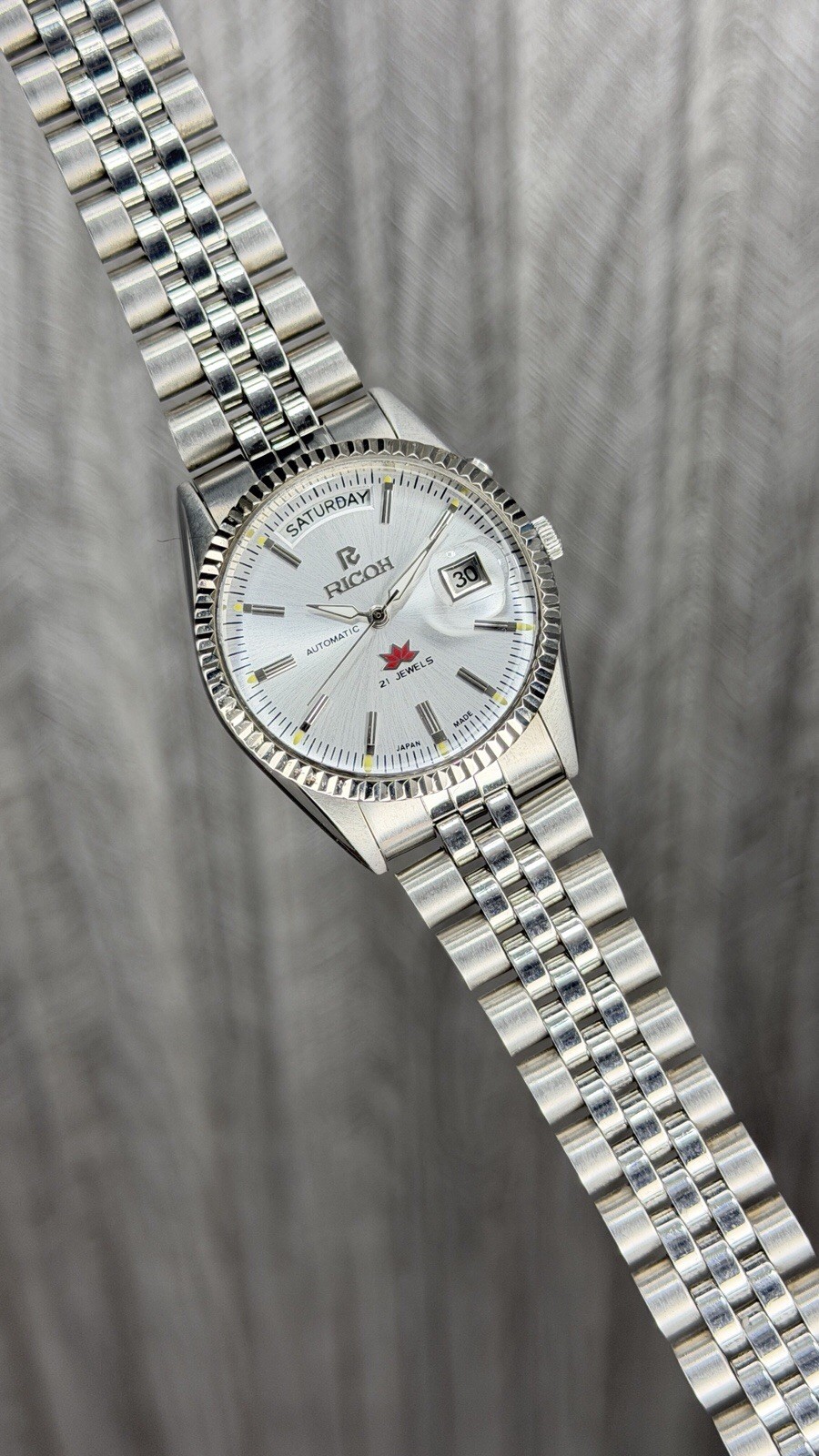 Ricoh President 061121 Automatic 21 Jewels White Dial Men’s Wristwatch Japan.