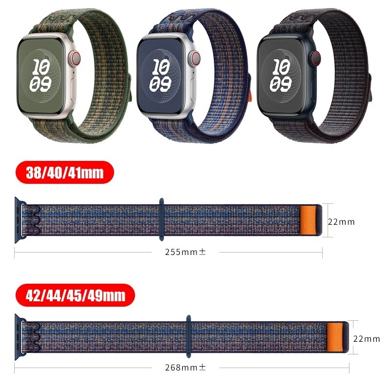 Nylon Apple Watch Band 41mm 45mm 49mm Ultra Iwatch Strap Series 10 9 8 7 6 SE 5