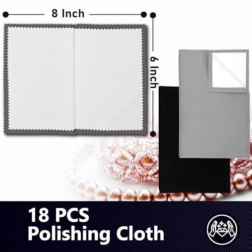 18 PCS Silver Polishing Cloths – Jewelry Cleaning Cloth for Sterling Silver, Mul