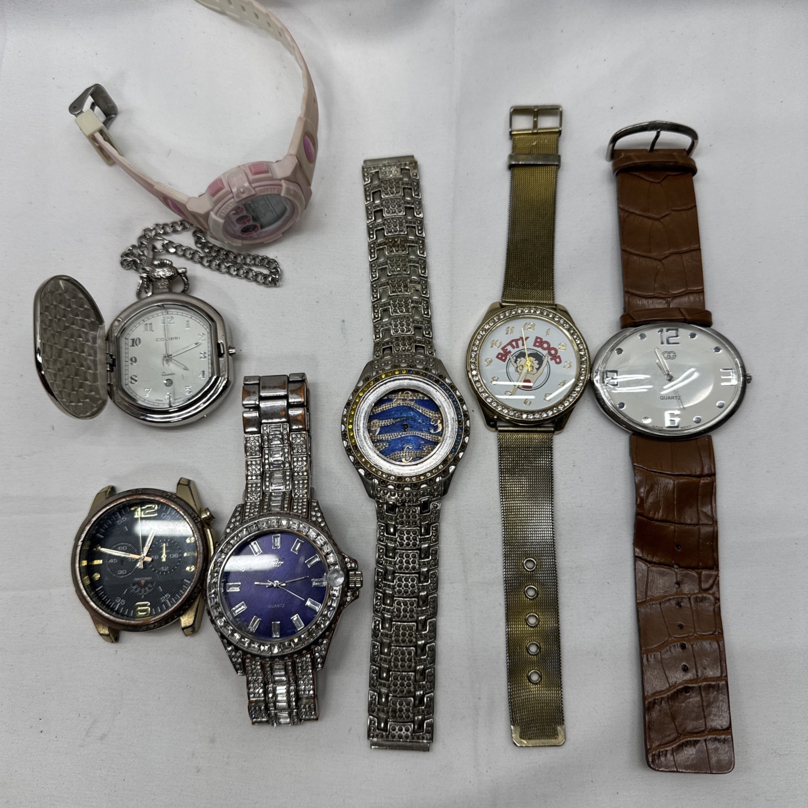 Lot of 7 Watches & Watch Parts Miscellaneous Working & Not Working *see details*