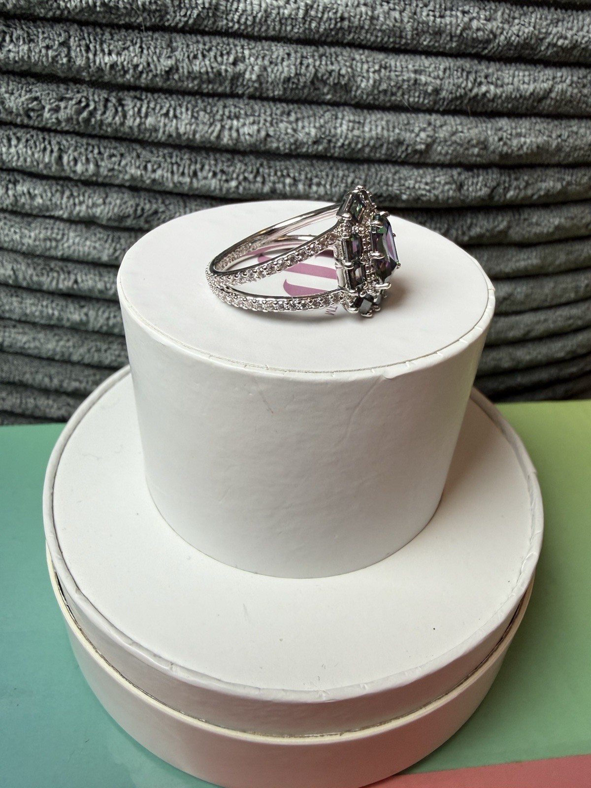 Ring Bomb Party RG11391 Ring Size 10 Lab-Created Alexandrite Cocktail, Rhodium