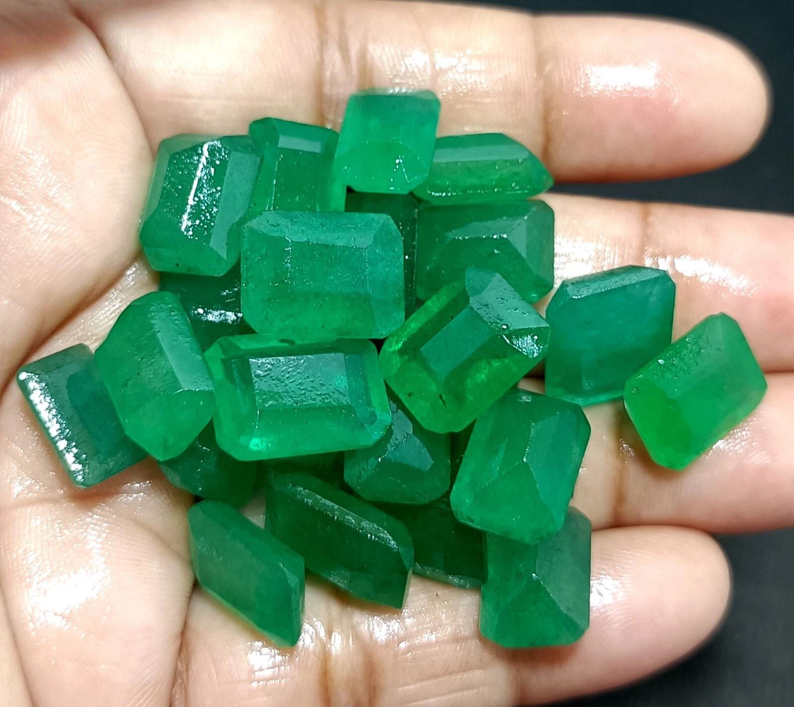 105 Ct NATURAL Colombian Emerald Certified Emerald Cut GEMSTONE Mix Size LOT A+