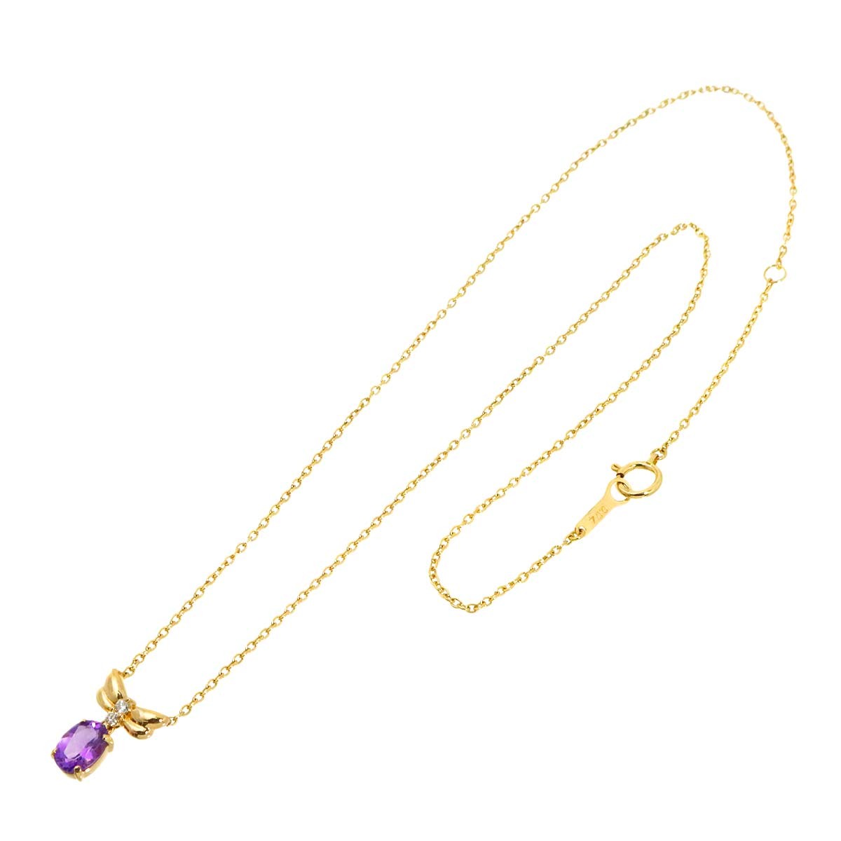 TASAKI Amethyst Diamond 0.04ct Necklace K18 Yellow Gold 750 90323366