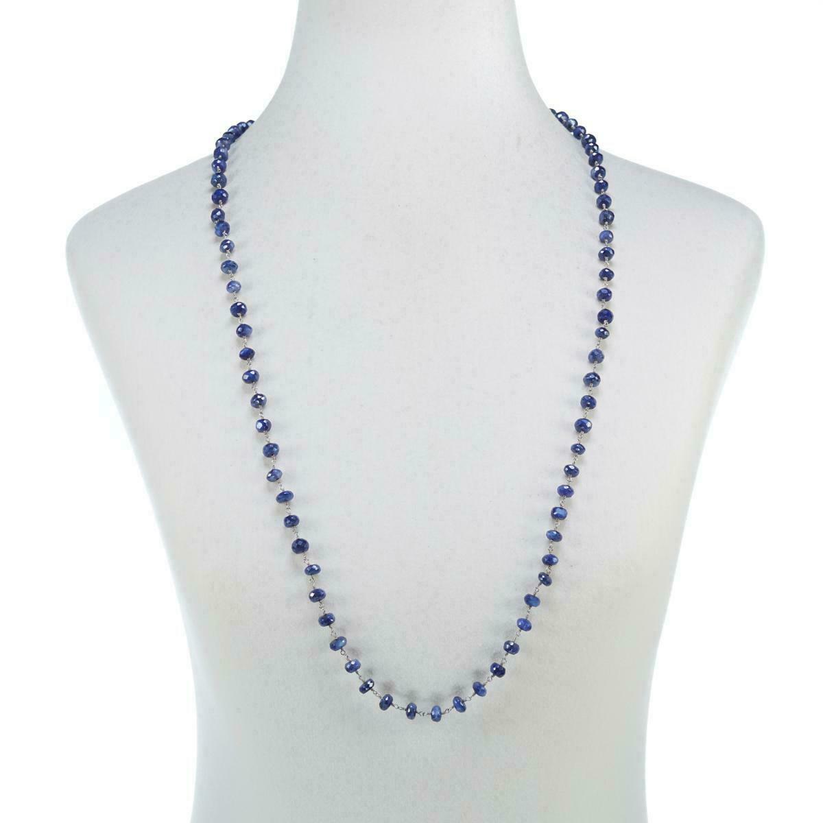 Rarities Metallic-Coated Blue Moonstone Sterling Silver Beaded 36″ Necklace NWT
