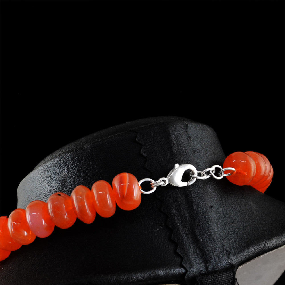 730.00Cts Natural Orange Carnelian Round Shape Beads Single Strand Necklace (DG)