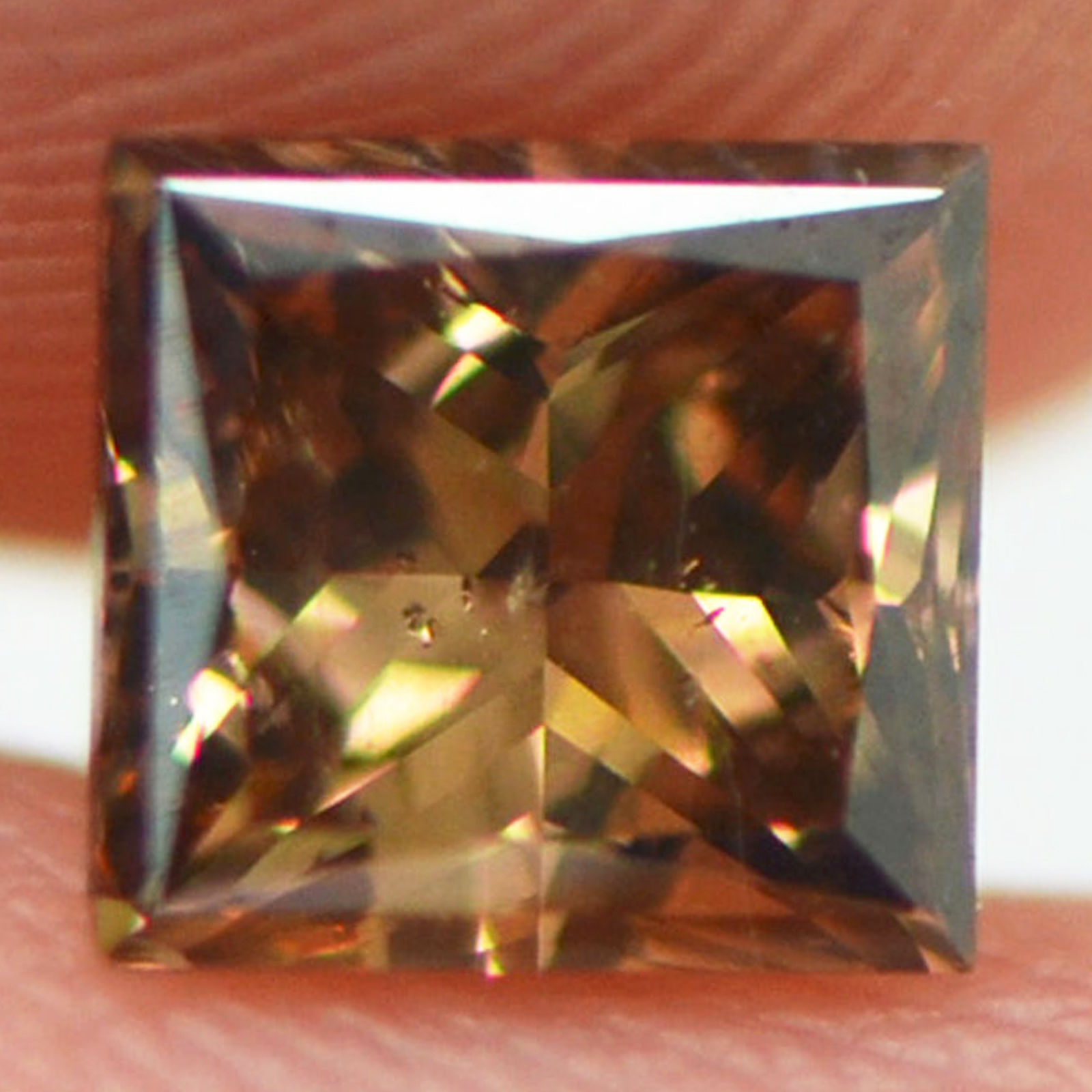 Princess Diamond Loose Fancy Brown Color SI1 Enhanced 5.11X4.77MM 0.70 Carat