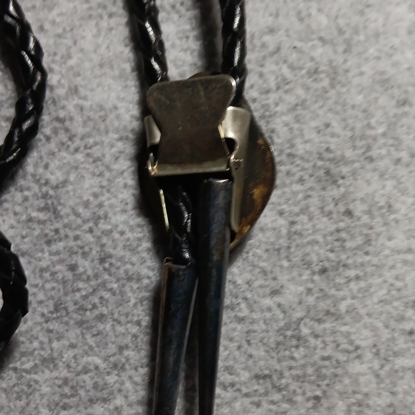 Men’s Western Bolo Tie Black Leather Cord Metal Oval Slide Adjustable