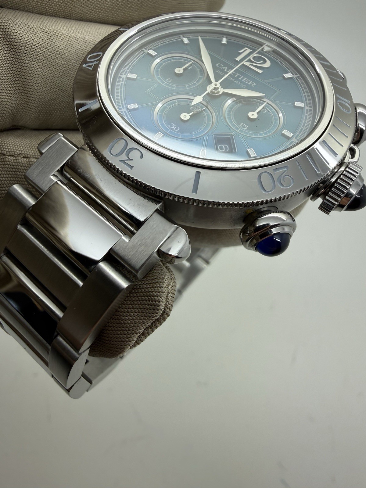 2024 Cartier Pasha Chronograph Blue Dial Auto Steel 41mm Watch WSPA0039 w/ Box