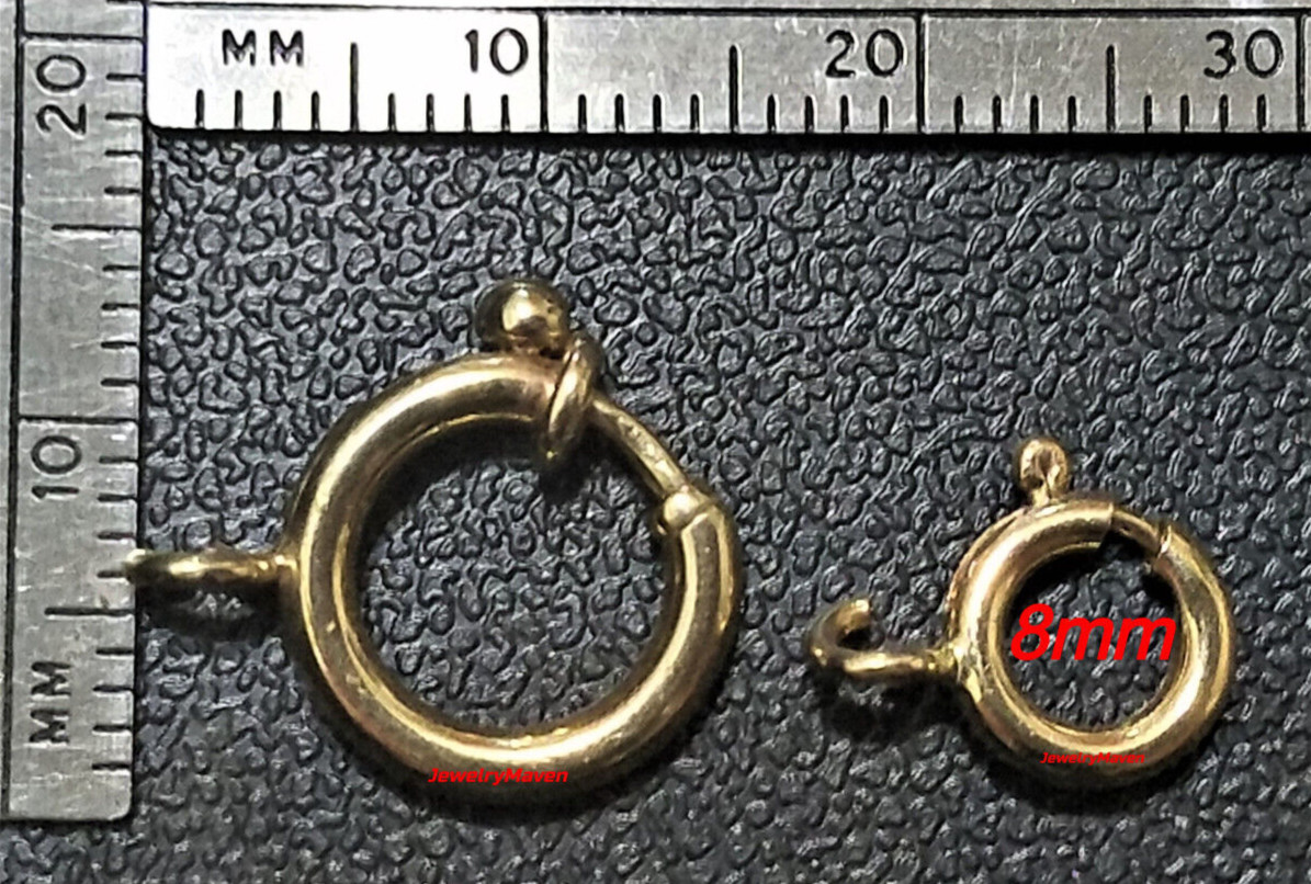 12mm JUMBO HEAVY DUTY 14k Yellow Gold Large Spring Ring Clasp CLOSED Jump ITALY