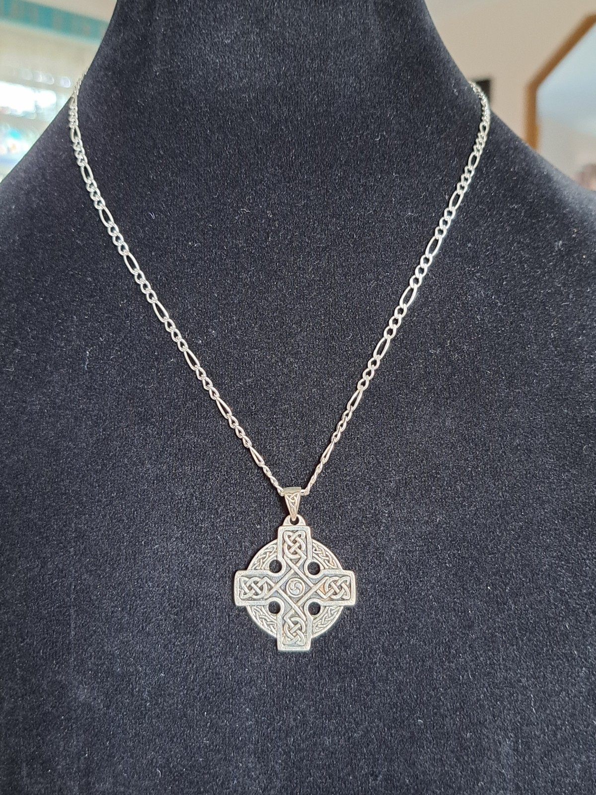 Vintage Peter Stone Sterling Silver Celtic Cross Triskele Pendant Necklace