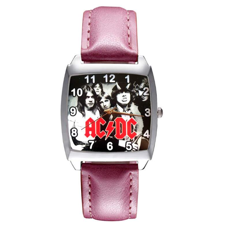 New ACDC Rock Band Man Woman Lady Boy Wrist Watch Pink