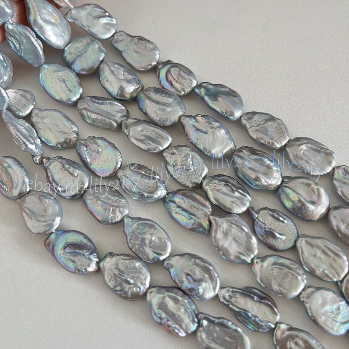 Luster 15-20mm Natural South Sea Gray Baroque Keshi Pearl Loose Beads 15″ Strand