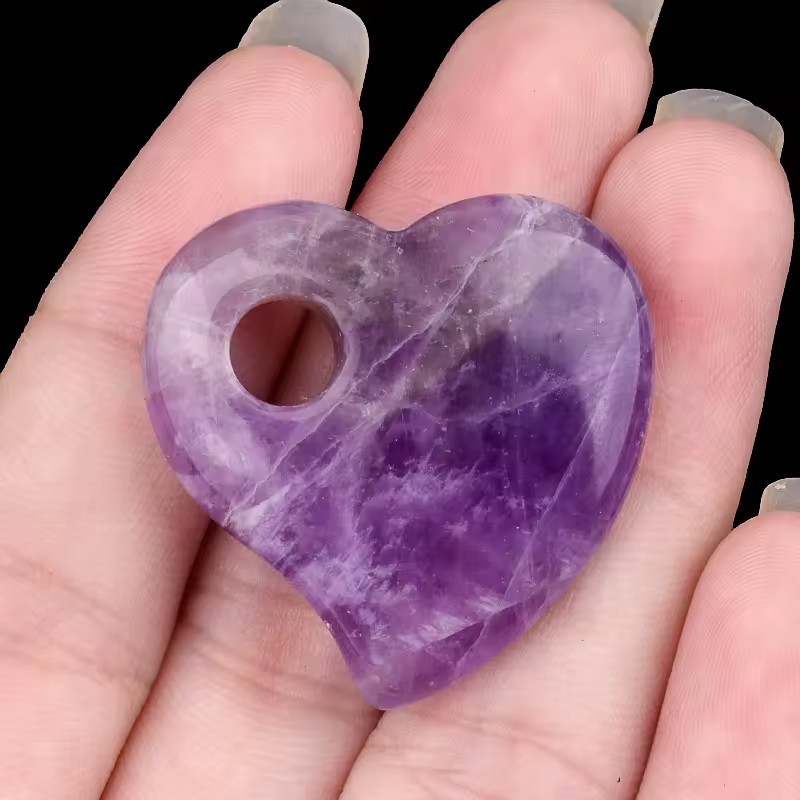 1 x Heart Pendant 30mm Natural Stone Semi Precious Stone with Large Opening