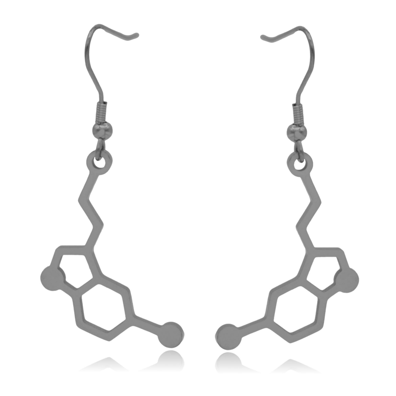 Serotonin Molecule Stainless Steel Dangle Earrings