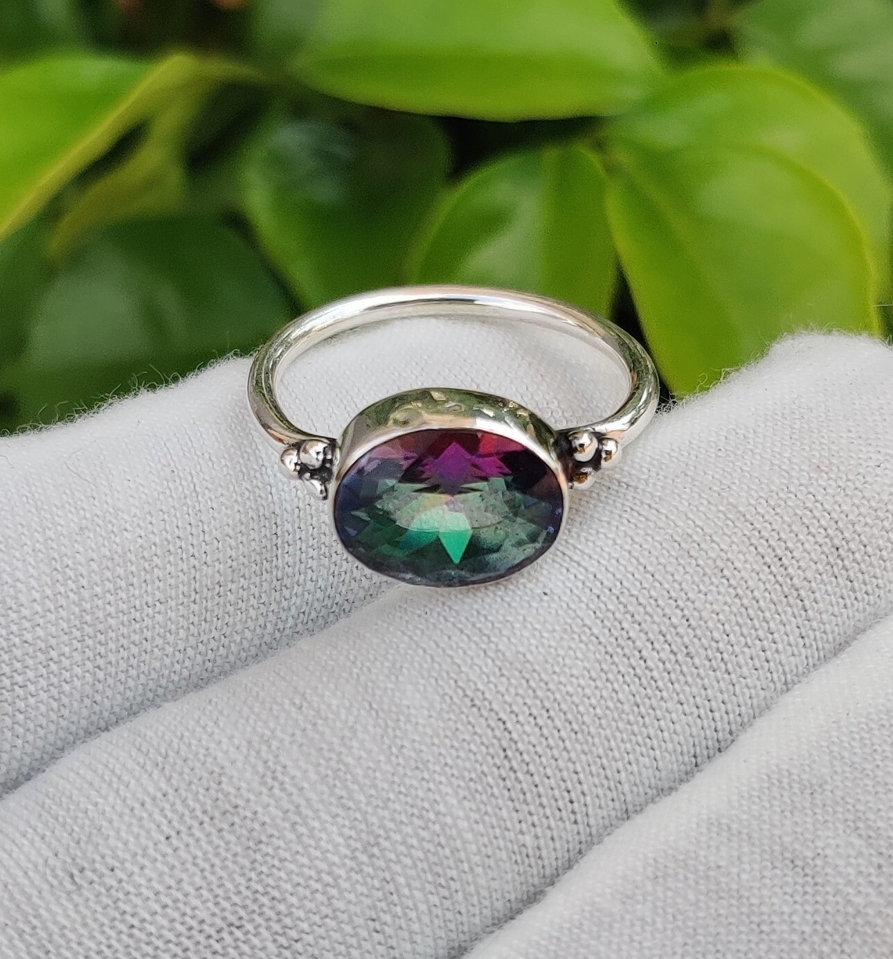 Mystic Topaz Ring, 925 Sterling Silver Handmade Ring Gift Jewelry 7.5 SIZE