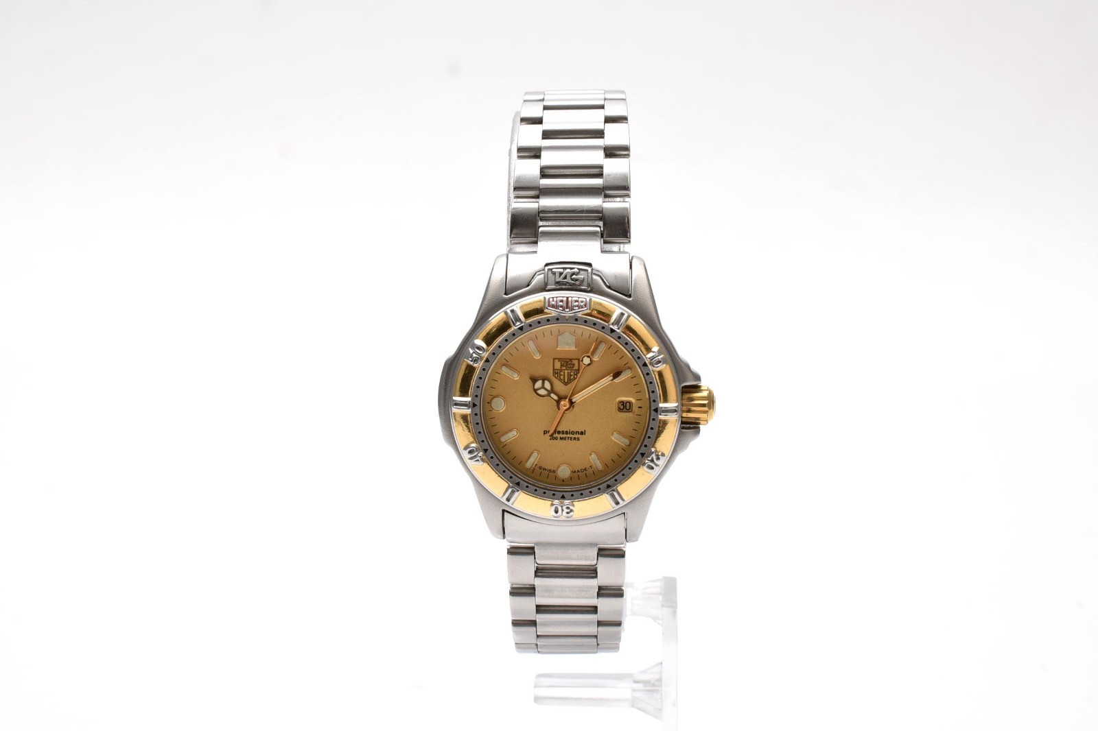 Vintage [N MINT] TAG Heuer 4000 Pro 200m 995.408 Gold Dial Silver Women’s Watch
