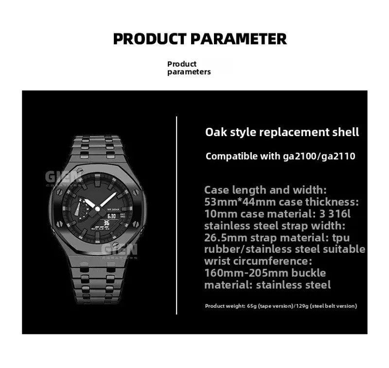 For Casio G-SHOCK Farm Oak GA2100/GA2110 Stainless Steel Case watch Strap Kit