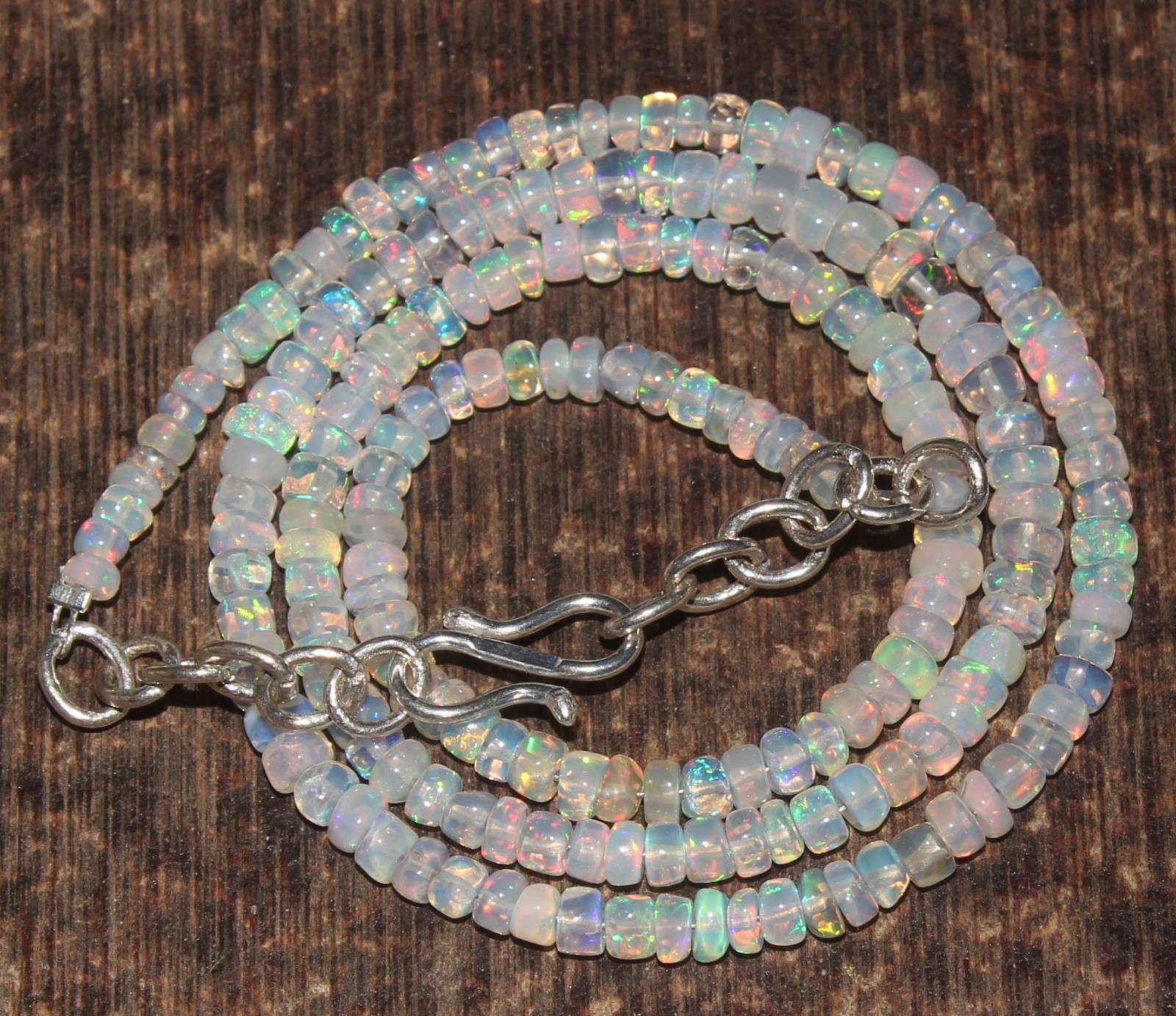Natural Ethopian Opal Rondelle Beads 3-4MM 16inch Opal Necklace Gemstone Jewelry