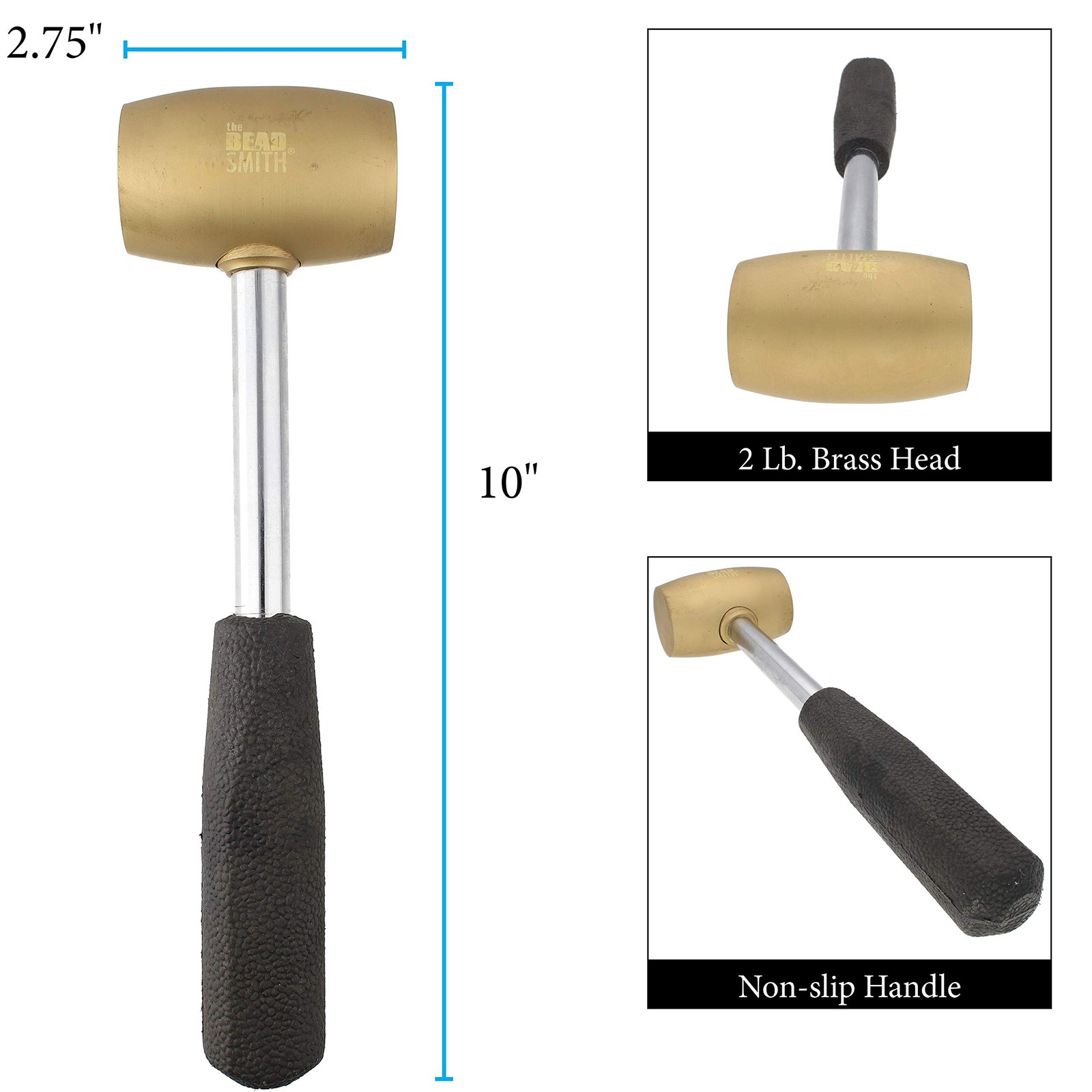 Brass Head Mallet – Metal Elements – 10 Inches long, 2LB head with a 38mm Fac…