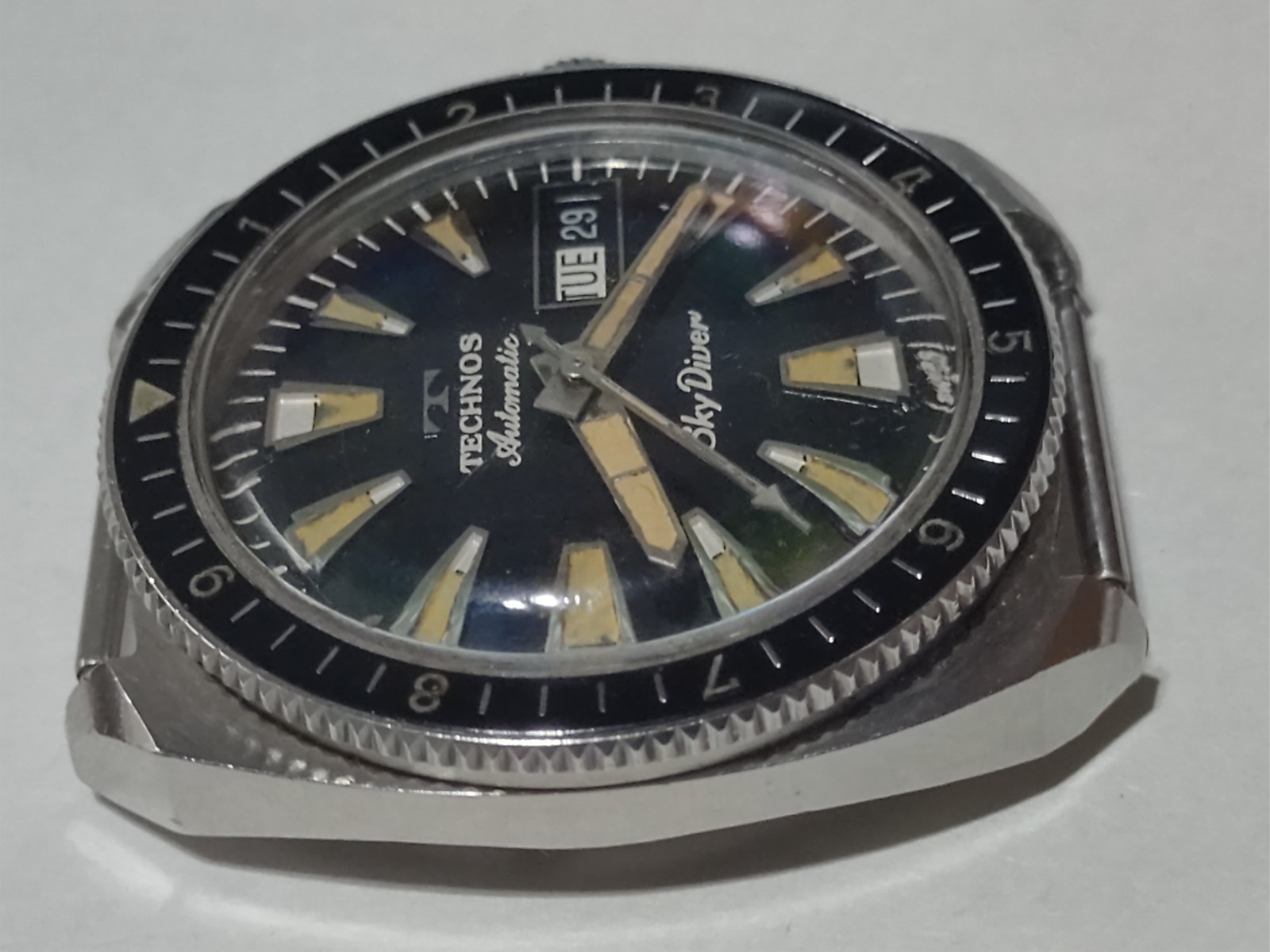 VINTAGE TECHNOS SKY DIVER 250m ORIGINAL DIAL BEZEL 38MM CA 1960s