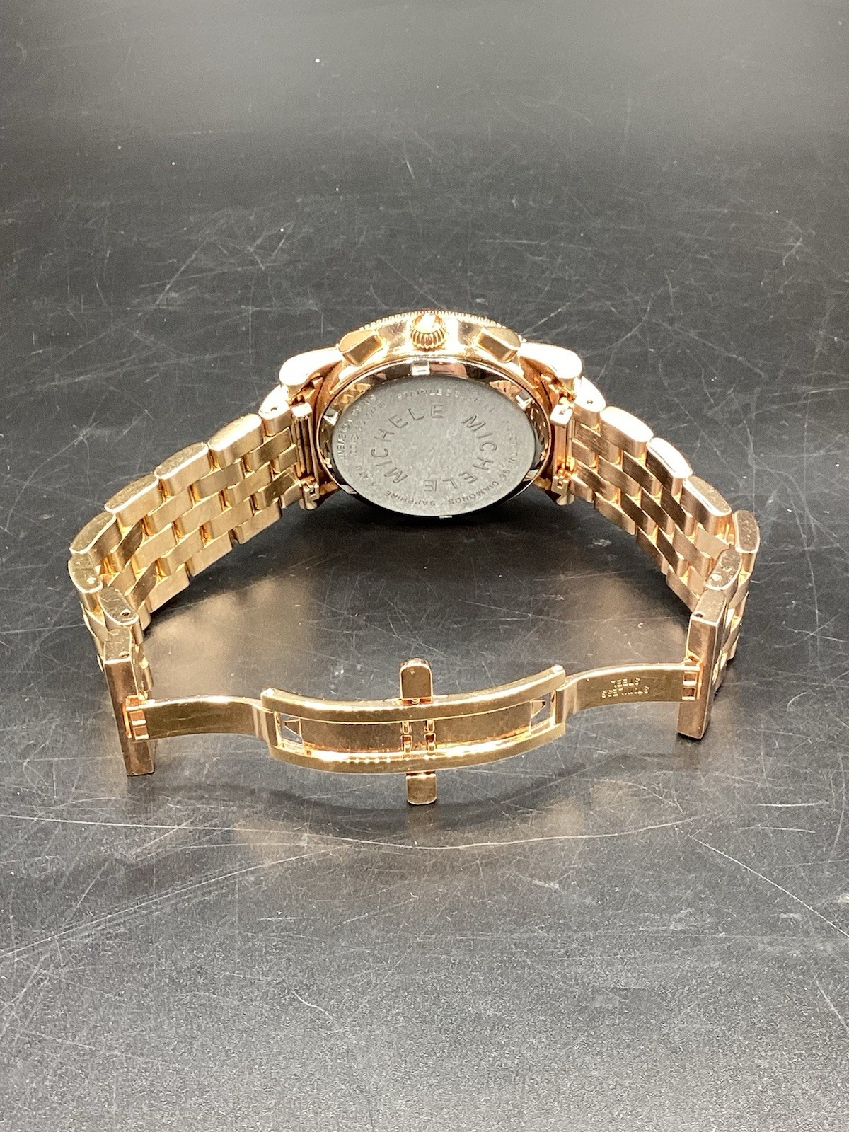 MICHELE (MW01C01G1001) Diamond Rose Gold White Dial Chrono Watch-Free Shipping