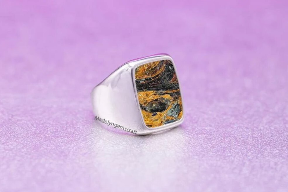 Pietersite Jasper Ring Sterling Silver Ring For Men Gift Valentine Ring