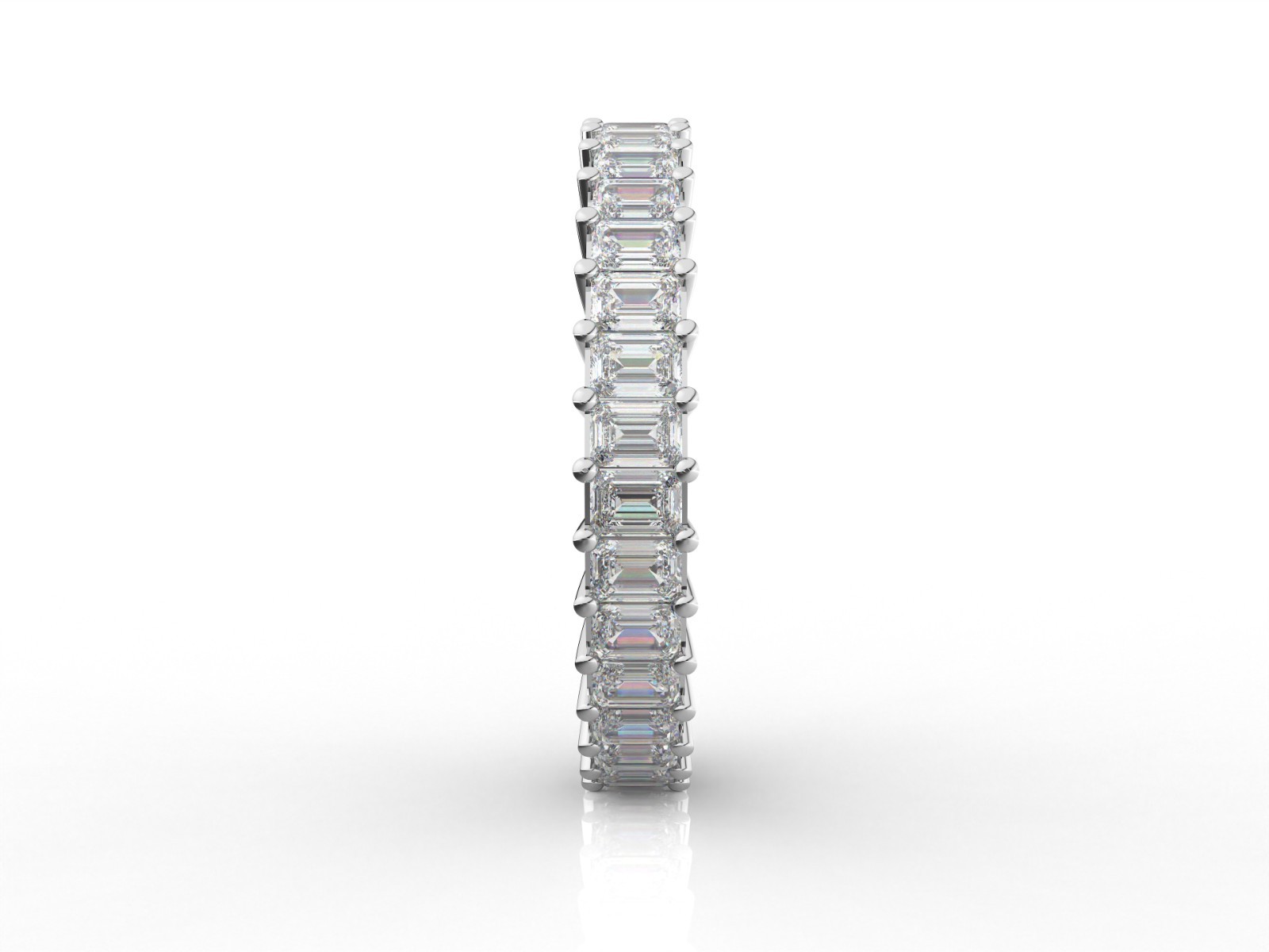 1.90 Ct 14k White Gold Emerald E-F VS Eternity Band In Lab Grown Diamond (HPHT)