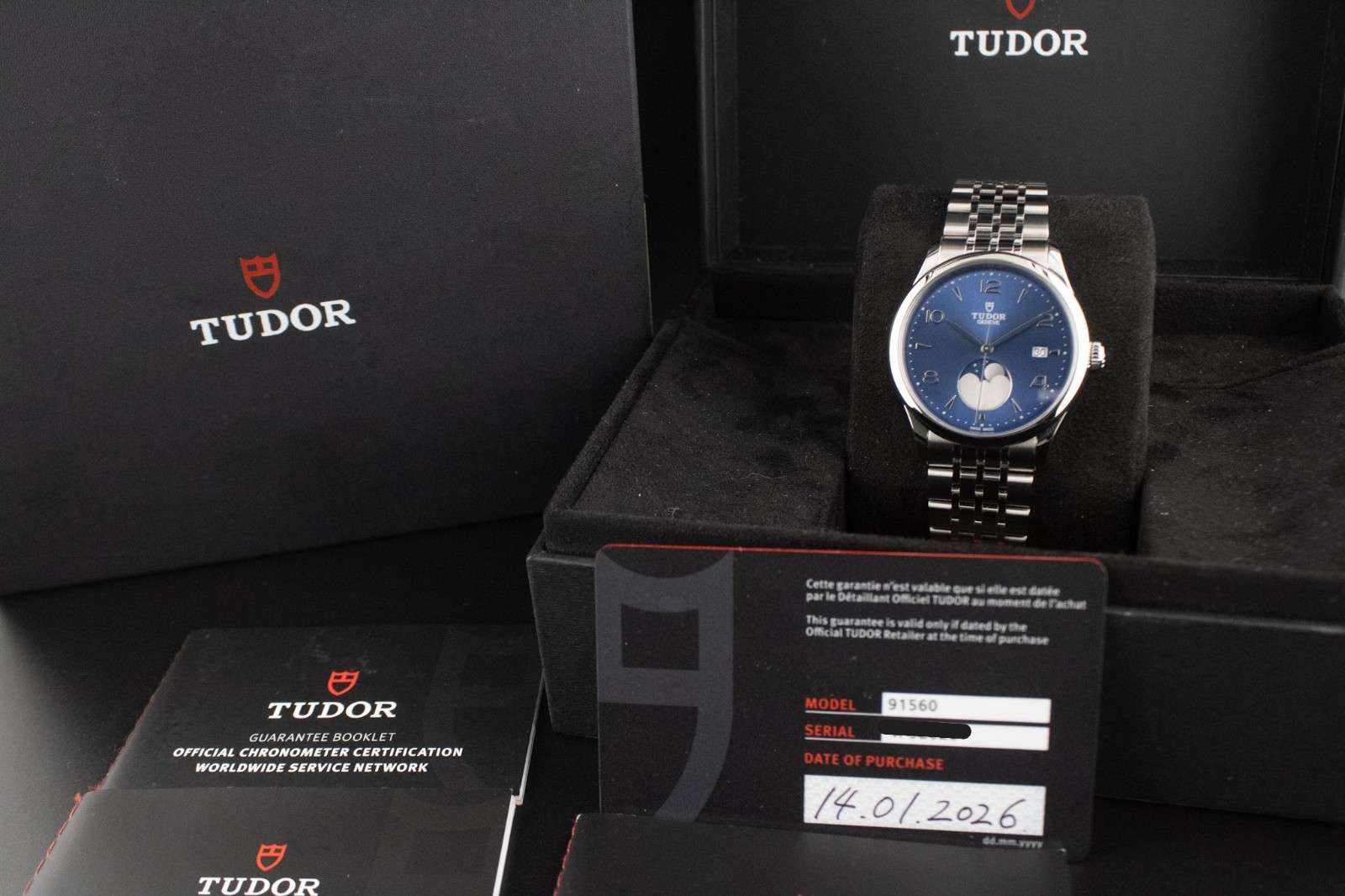2026 Tudor 1926 Luna Steel Auto 39mm Blue Dial Moonphase Bracelet Watch 91560
