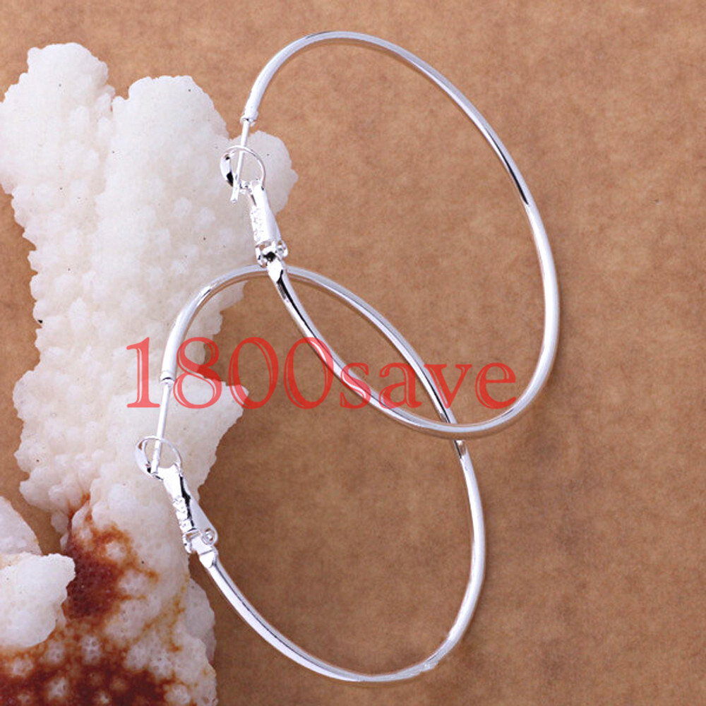 925 Sterling Silver Tarnish-Free 70mm Very Large 2mm Thin Tube Hoop Earrings G2F