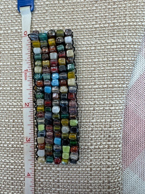 Multicolor Glass Bead 5 Wrap Bracelet Boho Artisan Woven Black Cord Stretch
