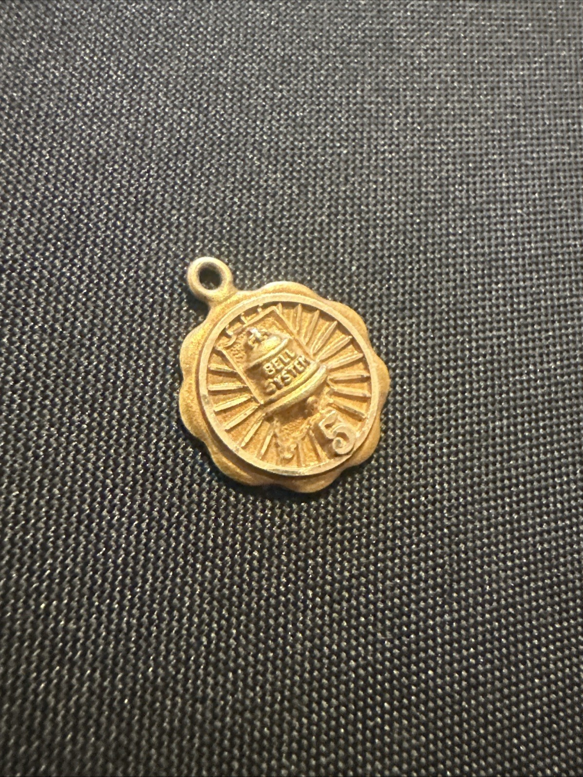 Vintage 14K Gold Bell Systems Telephone Service Award Charm Pendant 5 Years