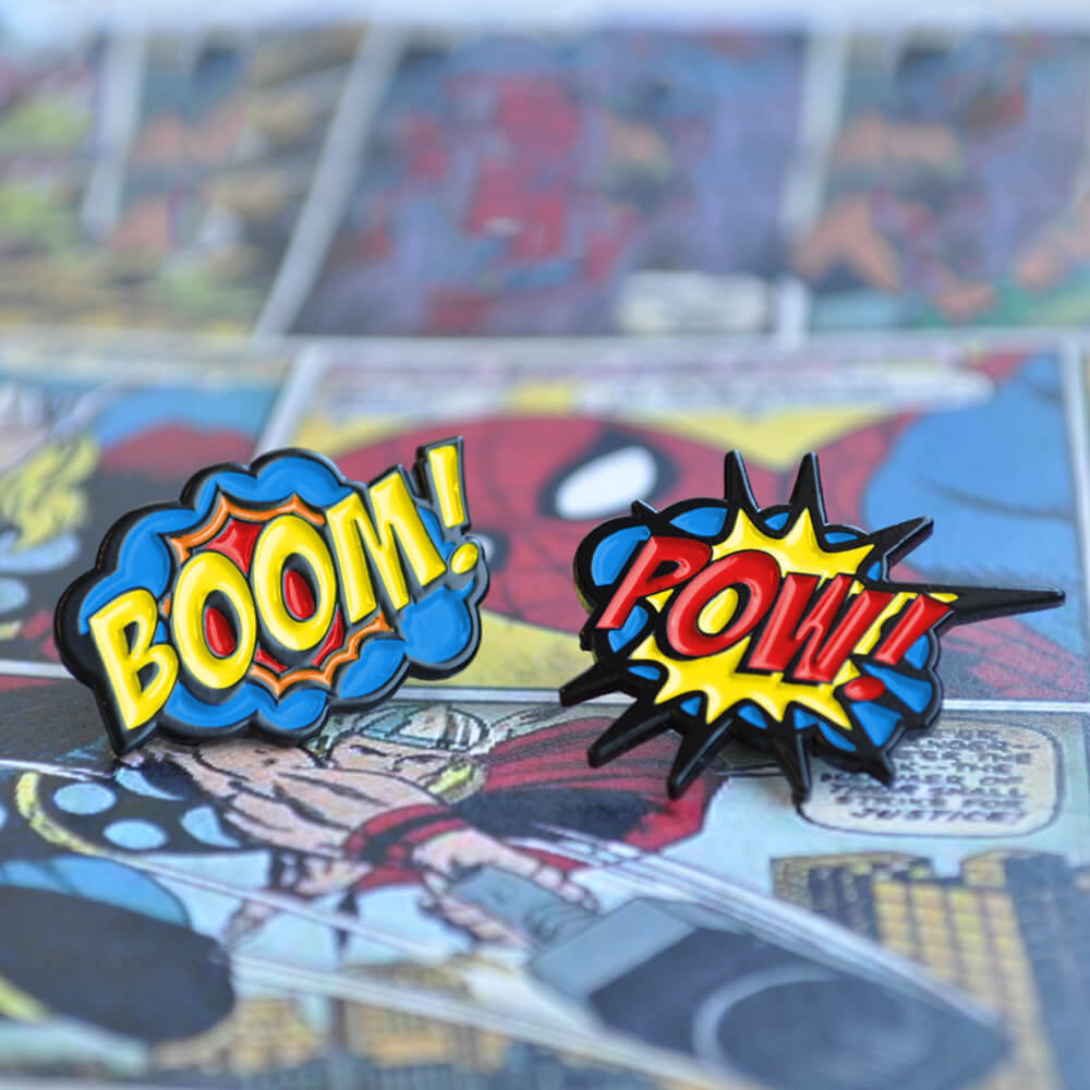 PinMart’s Boom! Pow! Trendy Action Comic Book Enamel Lapel Pin Set