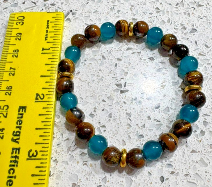 Crystal Ladies Beaded Stretch Bracelet – Citrine, Blue Aventurine & Tiger’s Eye