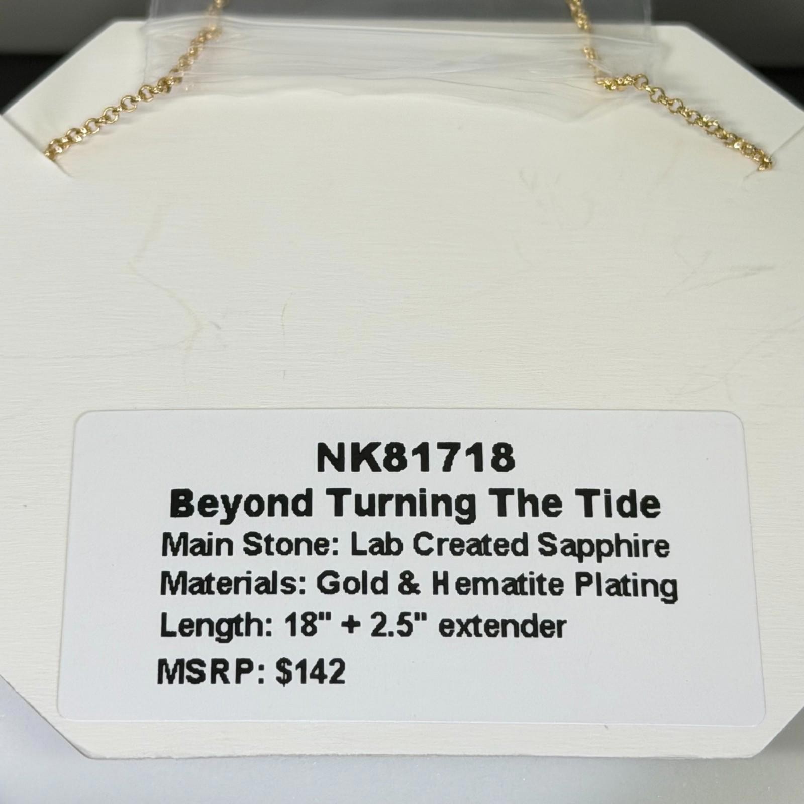 Bomb Party September Pave Necklace ”Beyond Turning The Tide” Sapphire on Gold