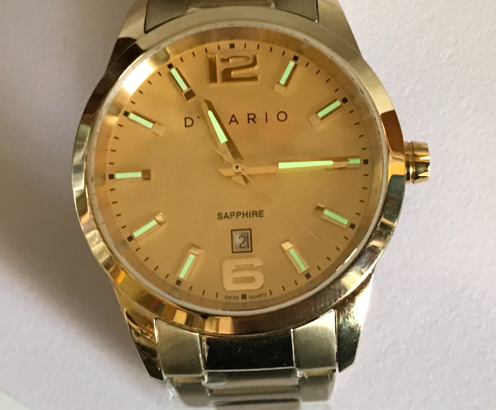 Watch NEW D’mario Heritage Switzerland NEW 18k Gold Plated All Stainless Steel