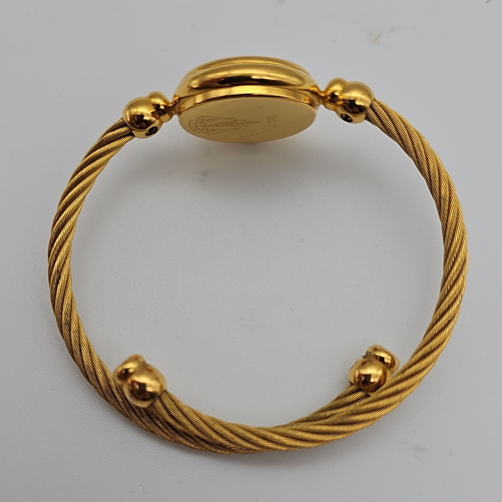 Vintage GUCCI 2700L Ladies Watch Gold Wire Cable Bangle Black Dial Swiss Quartz