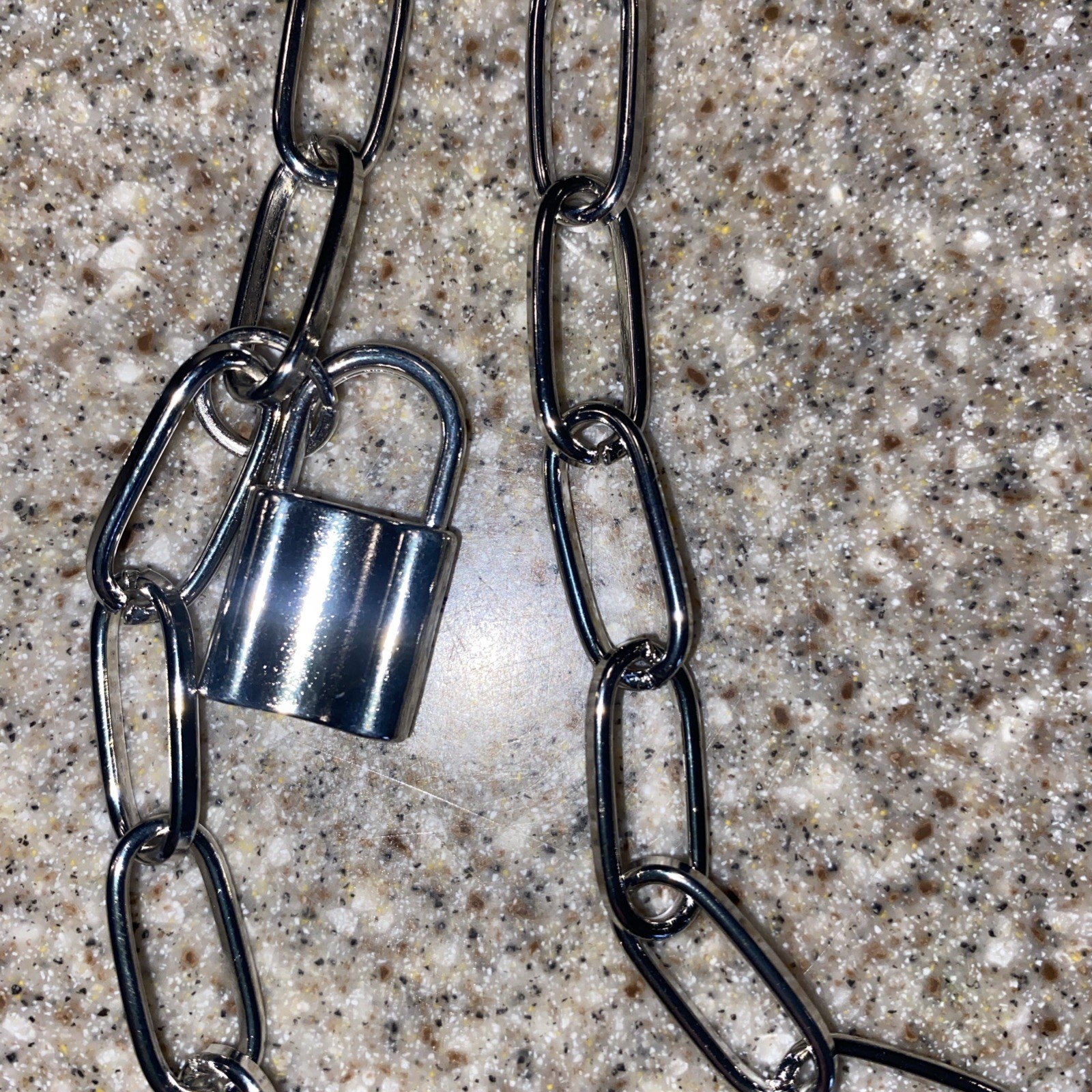 3 Silver Tone Punk Spike Link Chain Necklaces, Metal Link Chain, Lobster Clasp