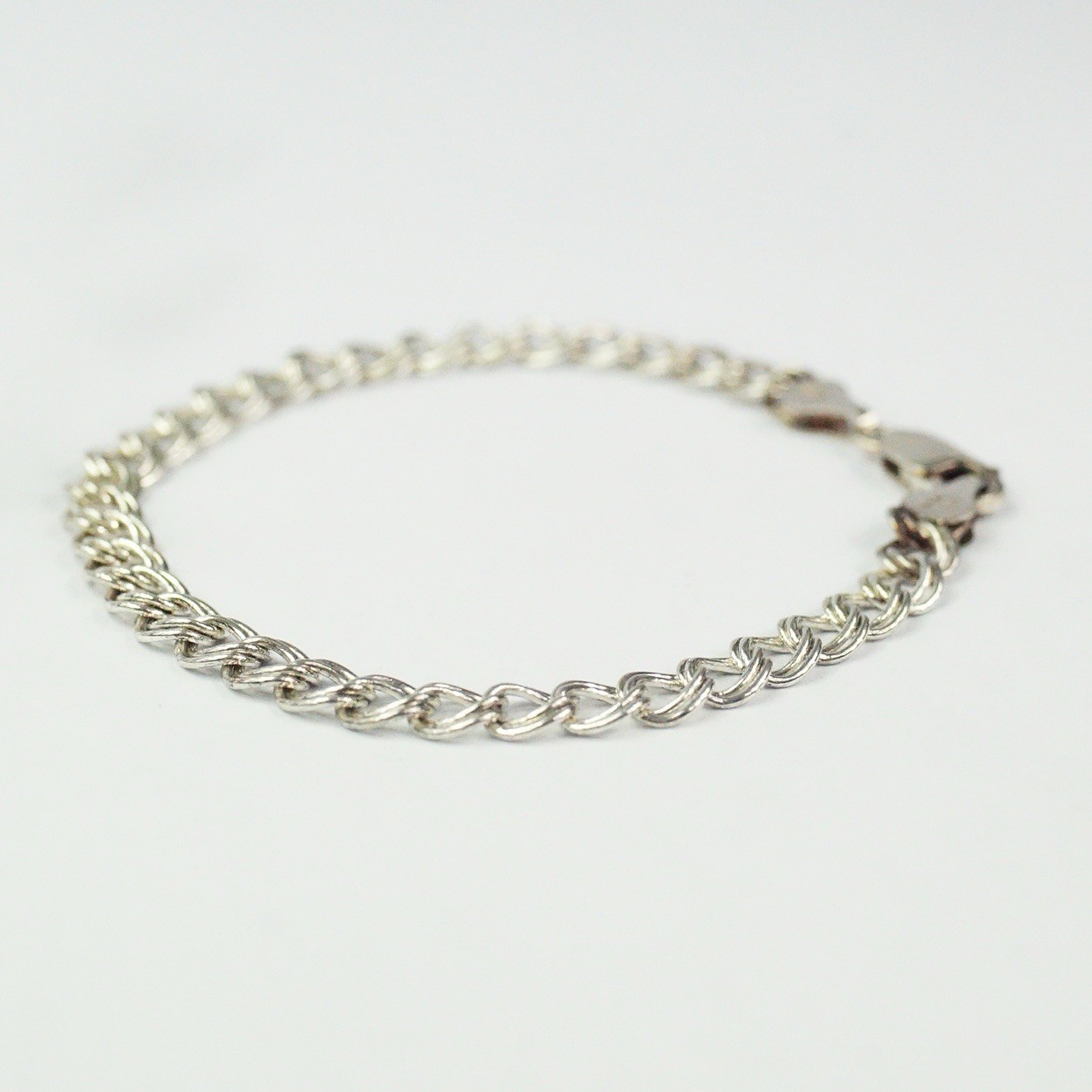 Sterling silver parallelo double link chain bracelet Italy Star 620 AR 7.71 g