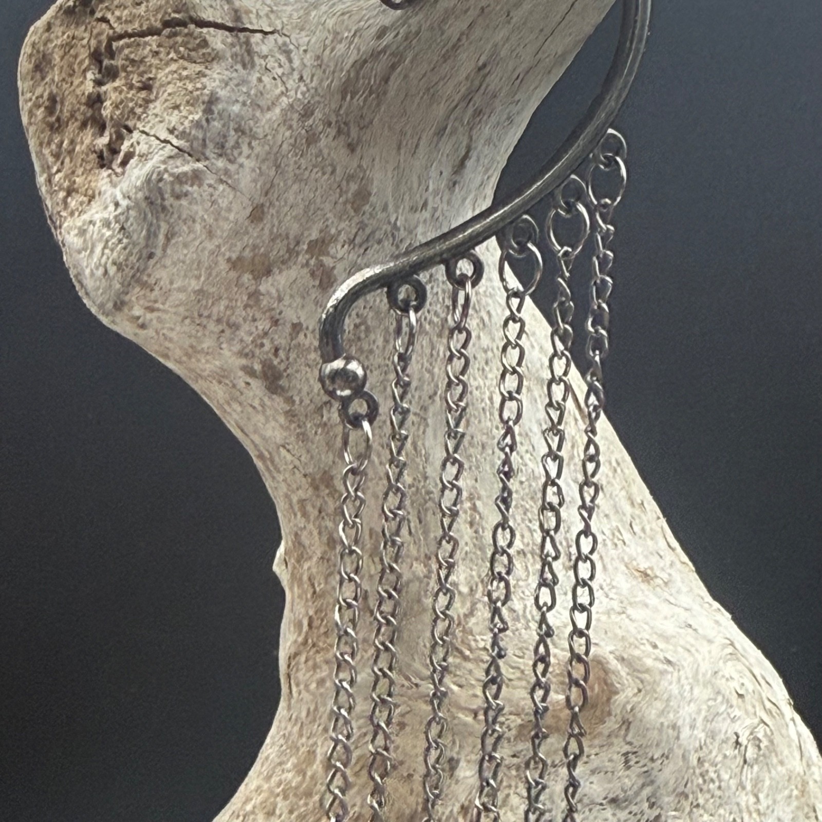 Gothic Spike Chain Ear Cuff No Piercing Punk Emo Festival Gunmetal Ear Wrap