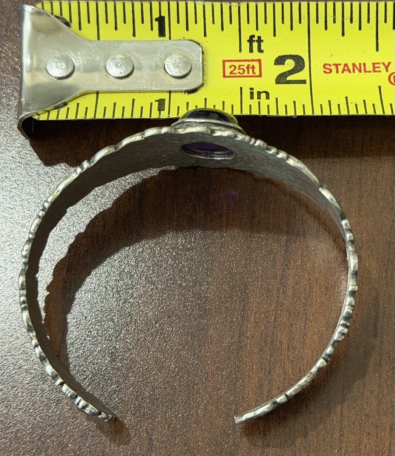 PZ Paz Creations ISRAEL .925 Sterling Silver 5ct Amethyst Cuff