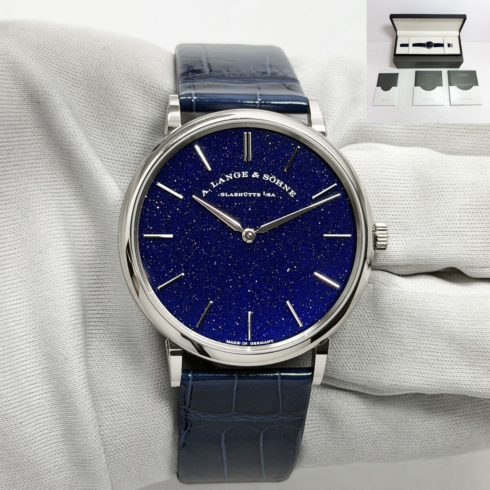 Unworn 2026 A. Lange & Sohne Saxonia 205.086 39MM Blue Aventurine 18K Wg B/p