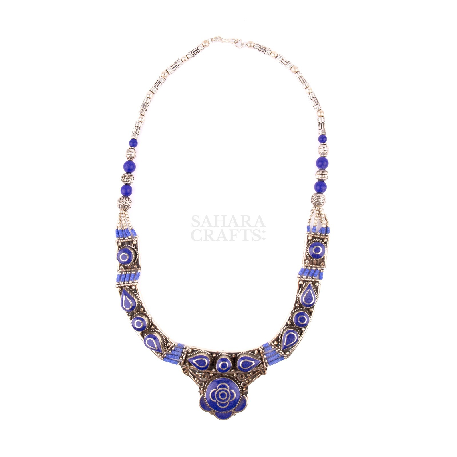 Tibetan Necklace, Lapis Lazuli, Handmade Tribal Boho Jewelry, Ethnic Statement