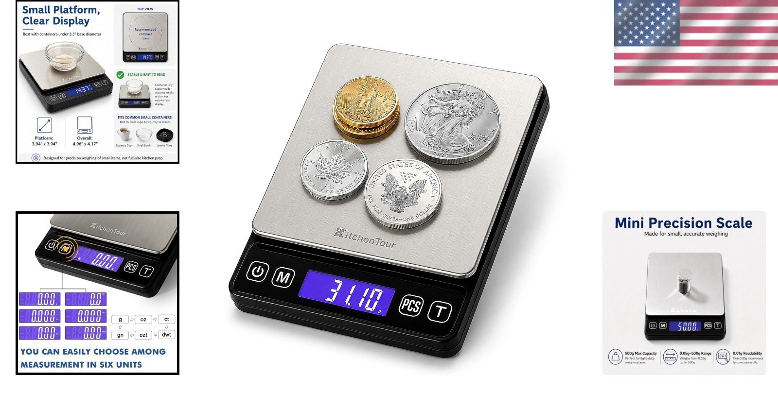 KitchenTour Mini Gram Scale 500g x 0.01g – Precision Weighing for Your Needs