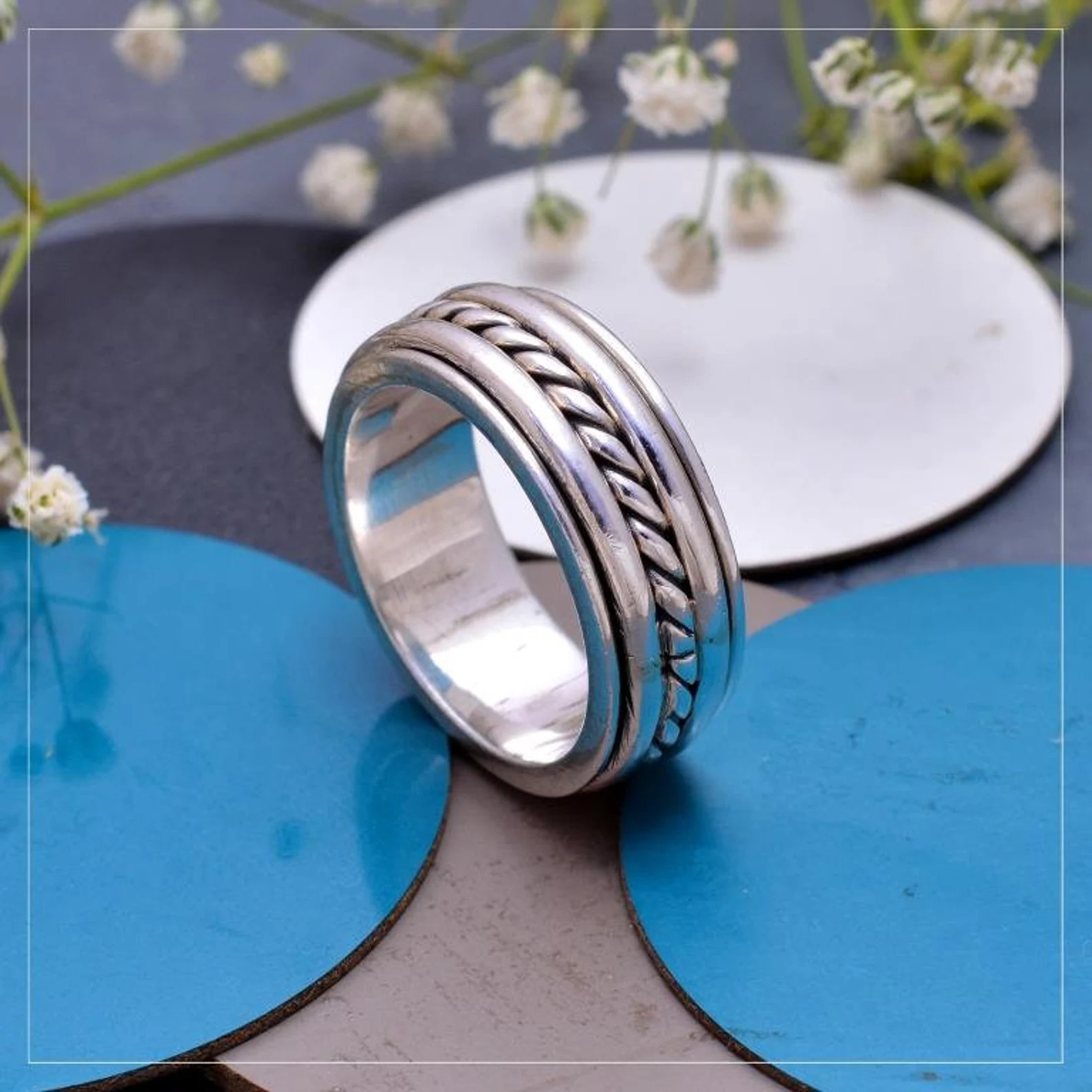 Beautiful 925 Sterling Silver Spinner Ring Handmade Wedding Jewelry Gift A-330