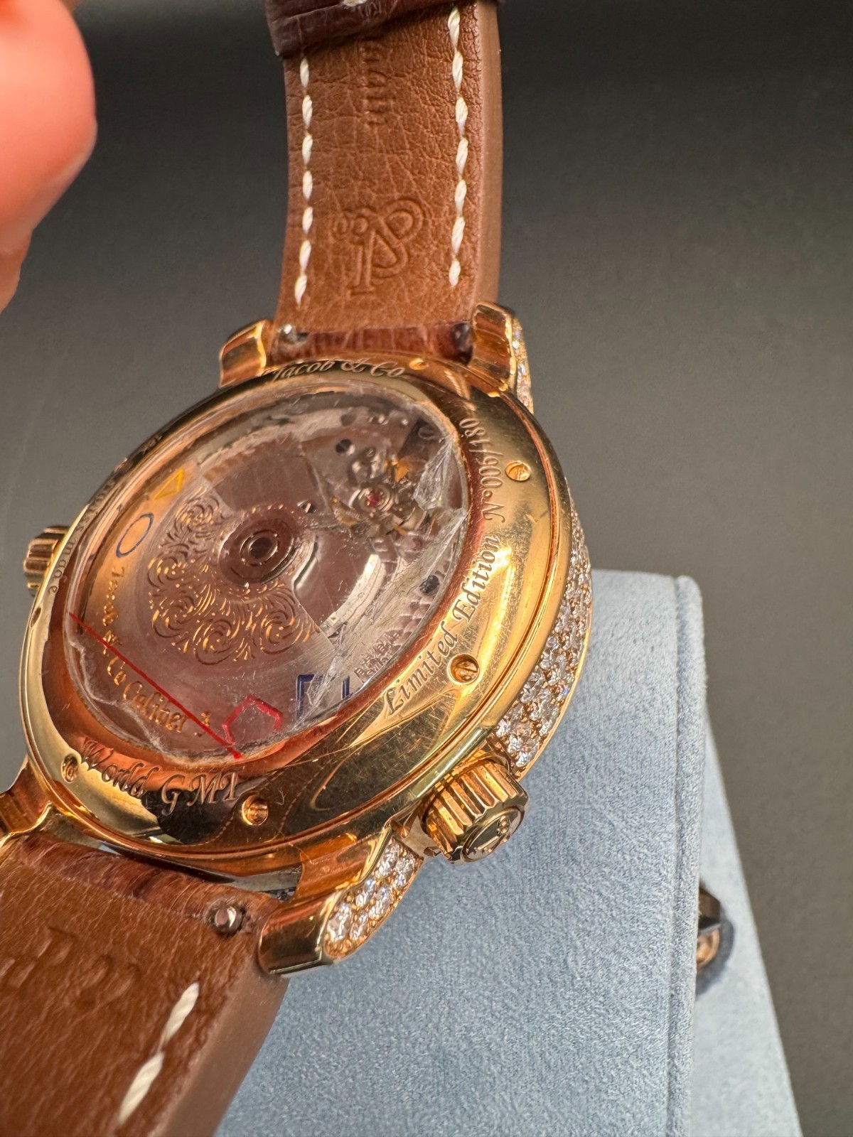 Jacob & Co. Automatic Men’s Watch Rose Gold Case Leather Strap Authentic Luxury