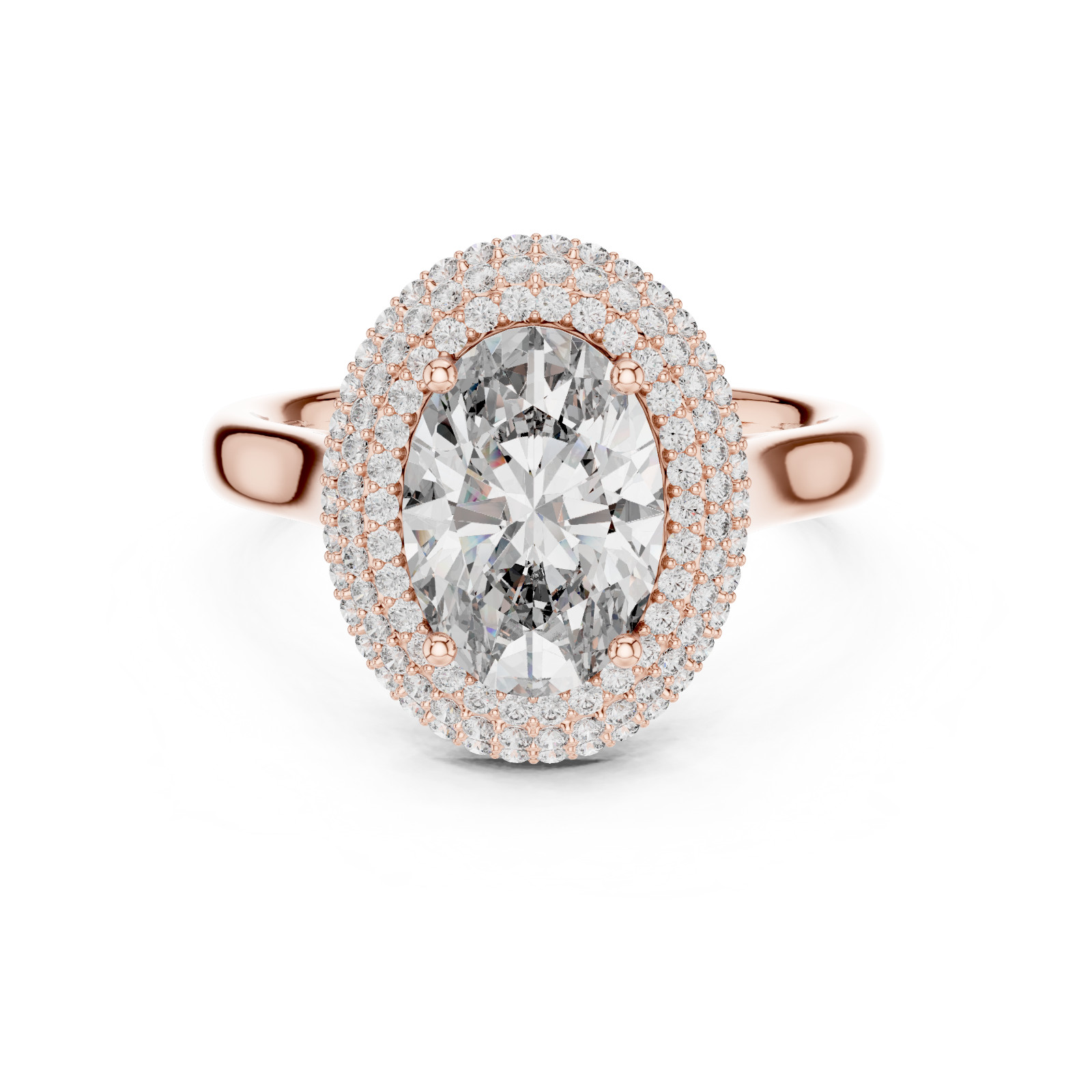 Hidden Halo 2.50 CT Oval Lab Grown Diamond Double Halo Engagement Ring